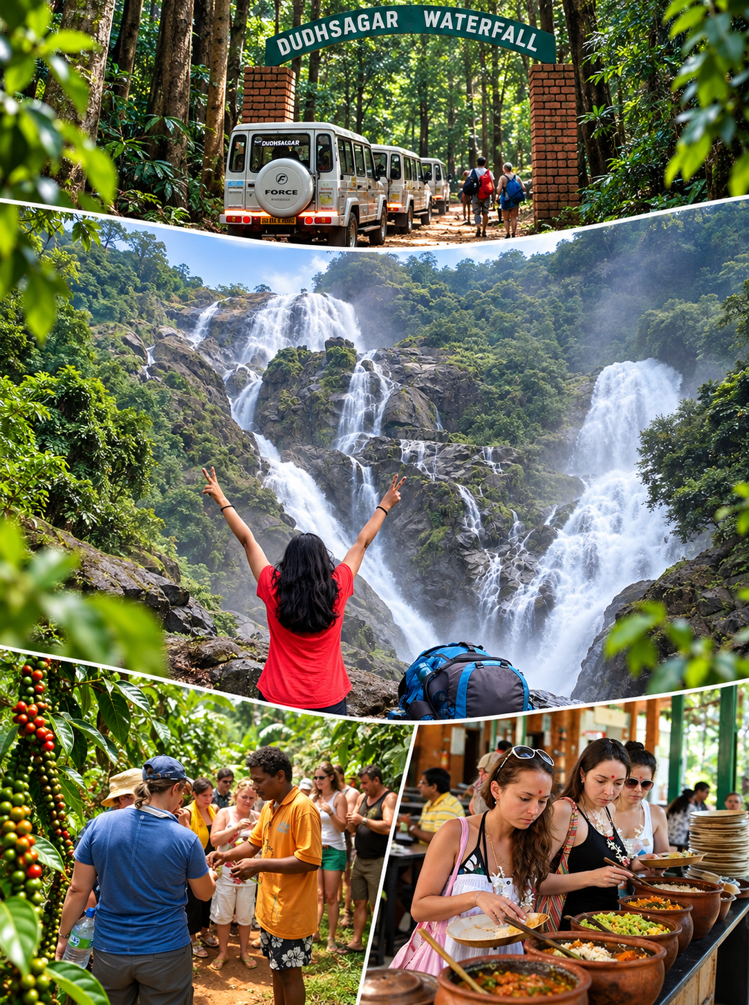 Dudhsagar Waterfalls Goa Jeep Safari booking with spice plantation visit and lunch